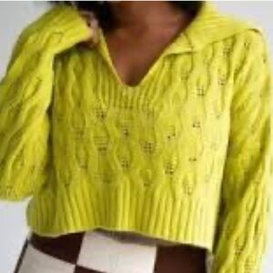 Find Me Now Yellow Green Cable Knit Women's Sweater